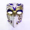 Mavi Renk İşlemeli Seramik Malzeme Tam Yüz Venedik Maske Magnet 4x5 cm