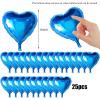 Metalize Parlak Mavi Kalp Şekilli Uçan Balon Folyo 18 inç 45 cm 25 Adet