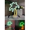 Palmiye Model Neon Led Işıklı Masa Lambası Dekoratif Aydınlatma Gece Lambası