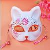 Pembe Püsküllü Boncuklu Plastik Kedi Maskesi 4 No 17x18 cm