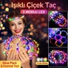 Renkli LED Çiçek Taç – 3 Işık Modlu Glow Parti Tacı