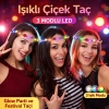 Renkli LED Çiçek Taç – 3 Işık Modlu Glow Parti Tacı