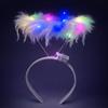 Renkli LED Işıklı Beyaz Tüylü Püsküllü Parti Tacı