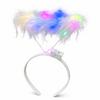 Renkli LED Işıklı Beyaz Tüylü Püsküllü Parti Tacı