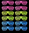 Retro Neon Fosforlu Panjur Gözlük 12 Adet – 80’ler 90’lar Parti Stili