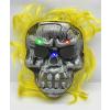 Sarı Saçlı Led Işıklı Kuru Kafa İskelet Korku Maskesi 22x25 cm