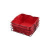 SAYE-4085 ( KARE ) ( SİYAH METAL ) ( KIRMIZI BEZLİ ) EKMEK SEPETİ ( 20X21CM & DERİNLİK: 10.5CM)*12
