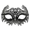 Siyah Renk Lazer Kesim Üzeri Kristal Taşlı Metal Balo Parti Venedik Maskesi