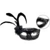 Siyah Renk Yandan Tüylü Güllü Gümüş Taşlı Pullu Maske 20x22 cm