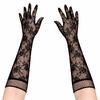 Siyah Uzun Gül Desenli Dantel Kadın Eldiveni