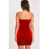 Terry Pau TP101326 Kadife Straplez Mini Elbise