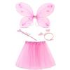 Toz Pembe Kelebek Kostümü - Toz Pembe Kelebek Kostüm Aksesuar Seti 4 Parça