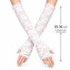 Uzun Zarif Dantel Eldiven Parmaksız Beyaz 35 cm