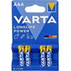 Varta Longlife Power AAA Size 4lü İnce Kalem Pil