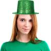 Yeşil Renk Parıltılı Simli Fötr Silindir Parti Şapkası