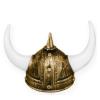 Yetişkin Boy Altın Renk Beyaz Boynuzlu Büyük Viking Başlığı Şapkası