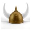 Yetişkin Boy Altın Renk Beyaz Boynuzlu Büyük Viking Başlığı Şapkası
