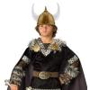 Yetişkin Boy Altın Renk Beyaz Boynuzlu Büyük Viking Başlığı Şapkası